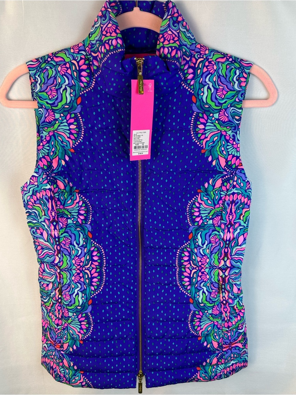 Lilly Pulitzer NWT, XS Noella vest, cabochon purple Bonita babe engineered
